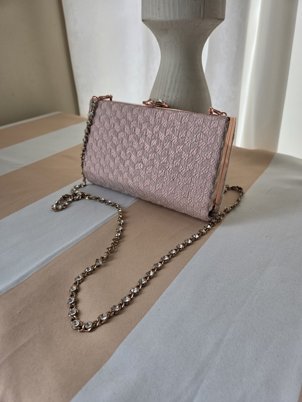 Ted Baker Textured Evening Box Bag Clutch Embellished Crystal Intertwined chain